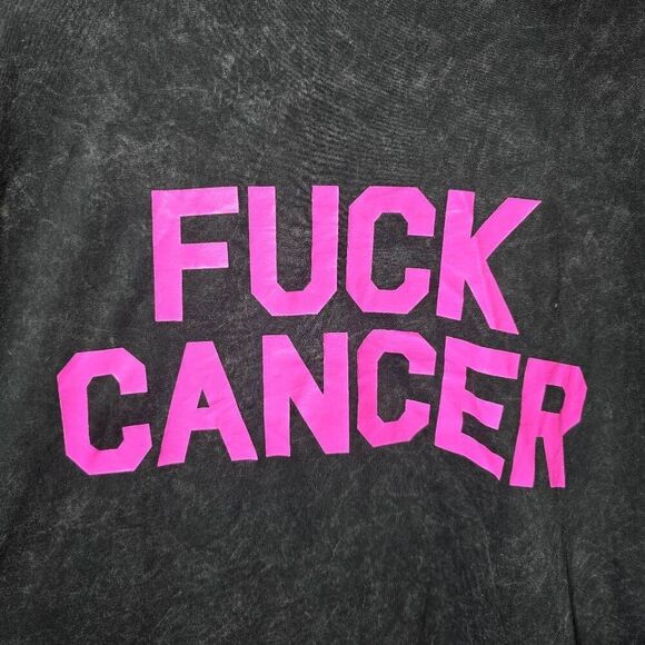 5/$25 Organic Generation Grey Acid Wash F Cancer Tee - Picture 2 of 4